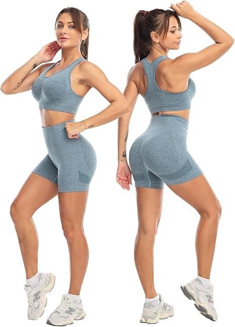 3 Piece Workout Sets for Women Butt Lifting Leggings with High Impact Sports Bra Gym Shorts - Image 4